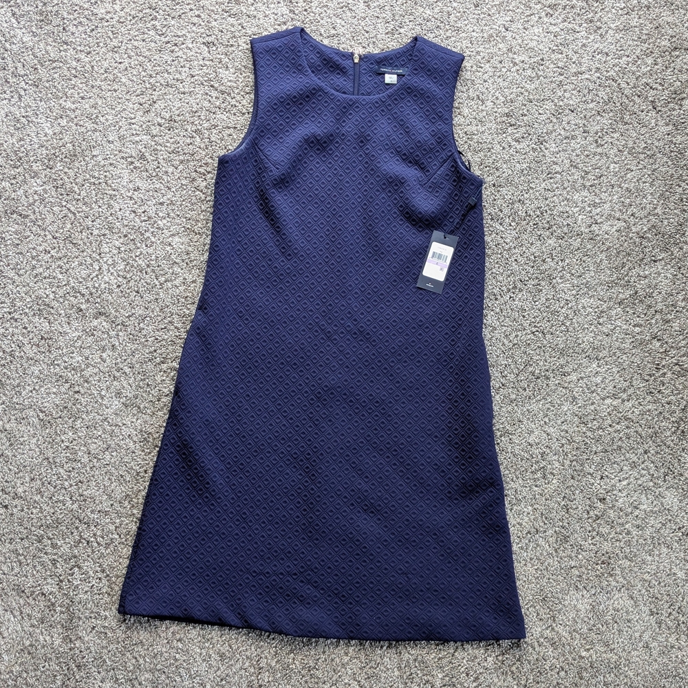 Tommy Hilfiger Navy Sleeveless Dress With Quilt Embossed design NWT